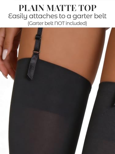 Image of Mila Marutti Thigh High Stockings for Women | Garter Belt Stockings Semi Opaque 40D | Colored Suspender Stockings Pantyhose