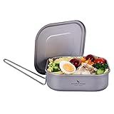 Boundless Voyage チタンメスティン 2合 1000ml 角丸 ラーメンクッカー 炊飯 チタンクッカー 蓋付 スクエア フライパン 焚き火 アウトドア キャンプ用品 Ti2084C