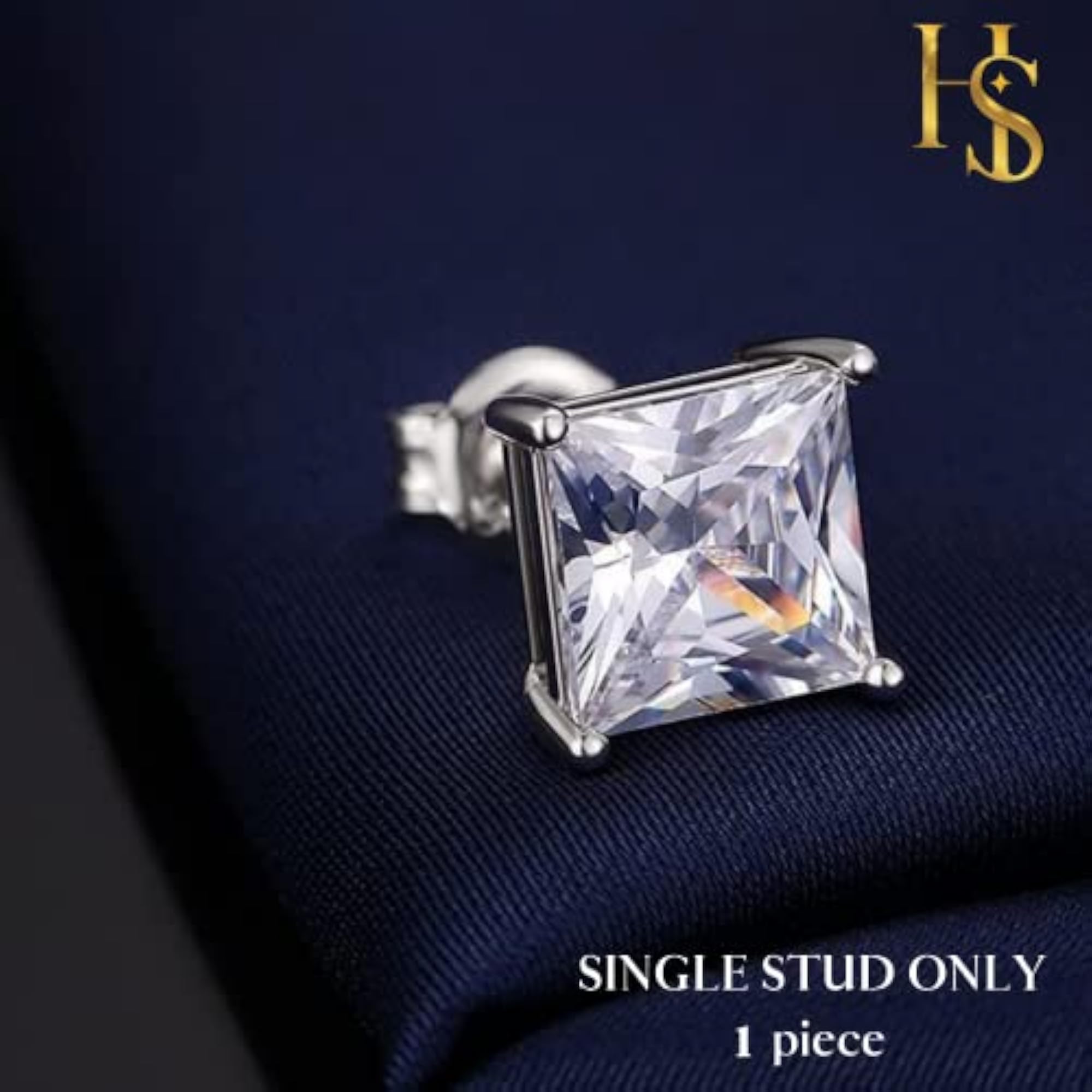 925 Square Solitaire Stud Earring with Sparkling Zirconia