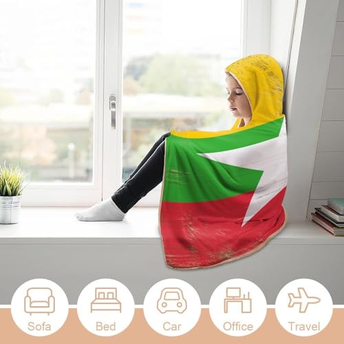 Couverture à capuche chaude et confortable grand format drapeau Birmanie - 7