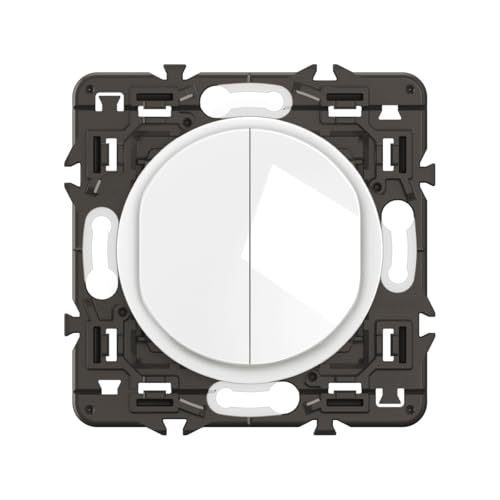 LEGRAND - Interrupteur Double ou Va-et-vient - 10A - Commande d'Eclairage Complète - A compléter avec une plaque - Blanc