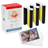 5. El juego de tinta y papel fotográfico compatible con Canon selphy cp910 contiene suficiente tinta y papel fotográfico para 108 hojas de impresiones de 10 x 15 cm pulgadas, puede experimentar una impresión portátil y de alta calidad con este juego de tinta y papel fotográfico de tamaño postal.