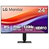 LG 24U411A-B 23.8" FHD (1920x1080) IPS Display Computer Monitor, 120Hz Refresh Rate, sRGB 99% (Typ.), USB-C, Reader Mode & Flicker Safe, Dynamic Action Sync, Black Stabilizer, Slim Stand Base, Black