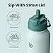 BOTTLE BOTTLE 32 oz Insulated Water Bottle Stainless Steel Sport Water Bottle with Straw Dual-use Lid Design for Gym with Pill Box (green)