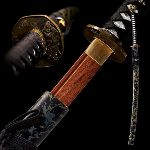 HJHUUA Katana de ipe Natural de 102 cm,bokken Artesanal,Espada samurái Japonesa de Madera para colección,exhibición,Cosplay,utilería y Entrenamiento de Kendo.