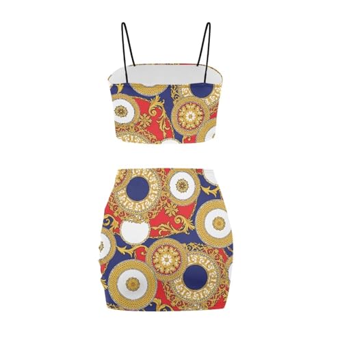 Image of 2025 Sexy Spaghetti Strap Crop Tops and Bodycon Skirt Casual 2 Piece Set S-4XL