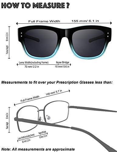 Image of The Fresh High Definition Polarized Wrap Around Shield Sunglasses for Glasses - Leather Eyeglasses Case