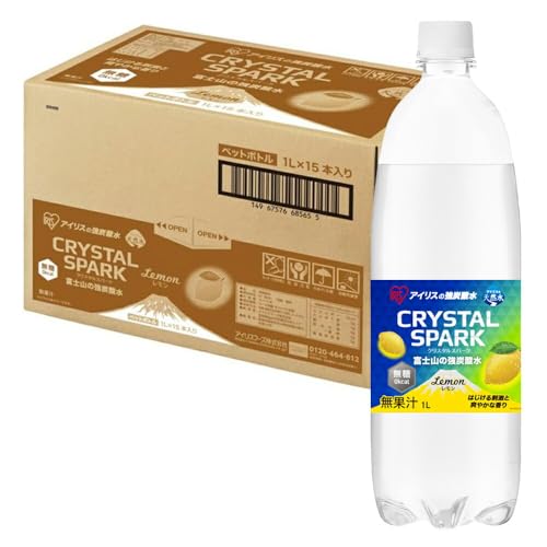 アイリスオーヤマ 富士山 の 強炭酸水レモン 1L×15本×3ケース | 炭酸水 飲料 強炭酸