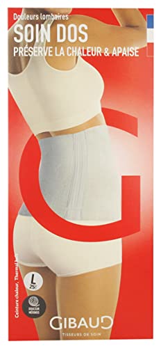 Ceinture chaleur Gibaud soin dos écru taille L protection lombaire textile 25 cm