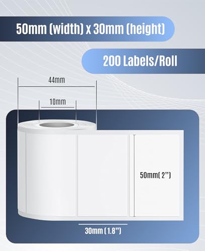 Image of Seznik Waterproof, Non-Tearable, Sticky Thermal Lables, Label Roll, 2 inch Adhesive Thermal Labels for Label Printers (50mmx30mm - 1000 Lables)