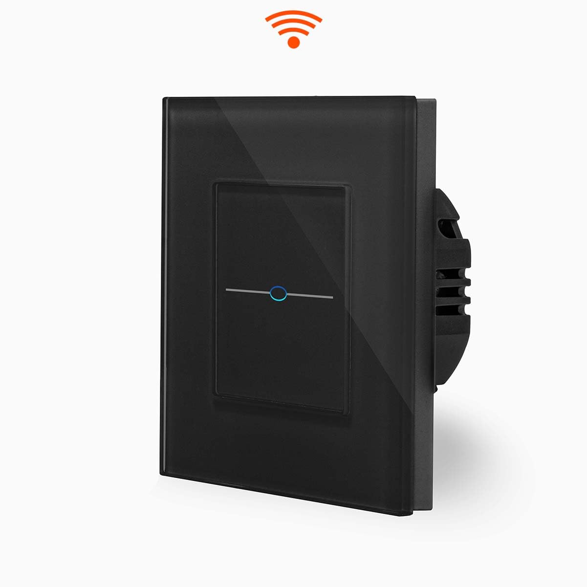Smart - Interruptor de luz táctil con WiFi y 1 compartimento en marco de cristal en color negro de 1 vía, interruptor de pared para Alexa Google Home IFTT Tuya App Luxus-Time