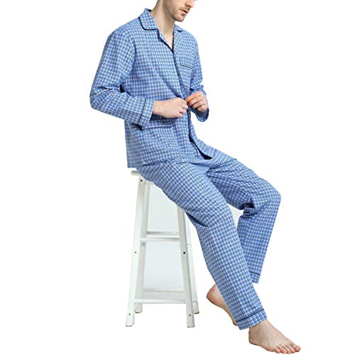 Global Men's Pajamas Sets 100% Cotton Flannel Sleepwear Long-Sleeve Top & Bottom, X-Large #TOP4