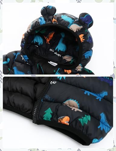 Happy Cherry Infant Baby Cuet Cartoon Prints Winter Jacket Bear Ear Hood Warm Puffer Coat 6M-4T4
