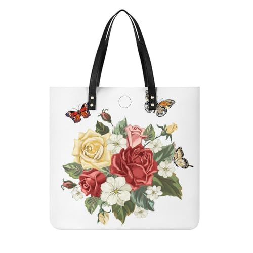 Sac shopping papillons fleuris : le grand tote bag léger de 39cm pour alléger vos épaules en voyage