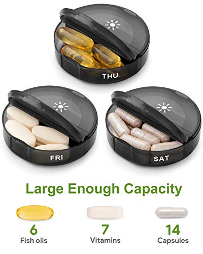Tookmag Pill Organizer 2 Times A Day, Weekly Am Pm Pill Box, Large Capacity 7 Day Pill Cases For Pills/Vitamin/Fish Oil/Supplements (Black) #TOP1