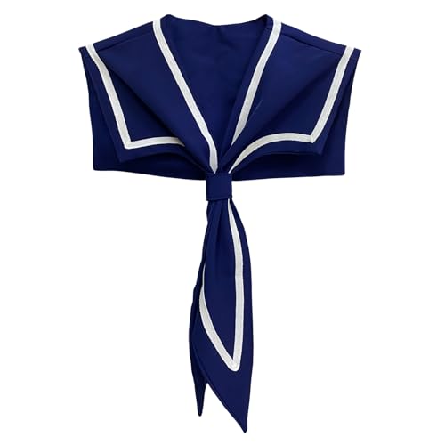 Sailor Fake Collar for Women Cute False Collar for Girl,black white, width14.5 x22 height