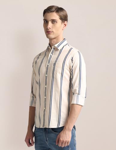 Image of U.S. Polo ASSN. Striped Regular Fit Cotton Shirts for Men - Full Sleeve Mens Casual Shirts