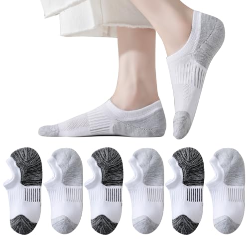 Image of EPEIUS Thick No Show Socks for Women Athletic Ankle Socks Cushioned Running Low Cut Non Slip Footies 3 /6 Pairs
