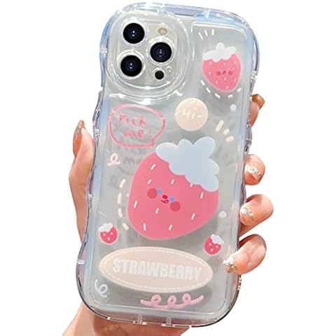 YKCZL Compatible with iPhone 12 Pro Max Phone Case Pink Strawberry Cute Pattern Soft TPU Airbag Protective，Case for iPhone 12 Pro Max for Women Girl-Clear Women Girl-Clear Cover