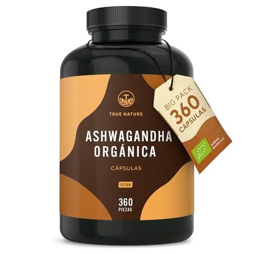 Ashwagandha ecológica - 360 Cápsulas (BIG PACK) - Dosis alta: 2600mg diarios (90 días) - 650mg por cápsula - ashwagandha orgánica cápsulas - Vegano - TRUE NATURE