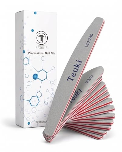 Teuki 12pcs Nail Files 180 240 Grit for Poly Nail...