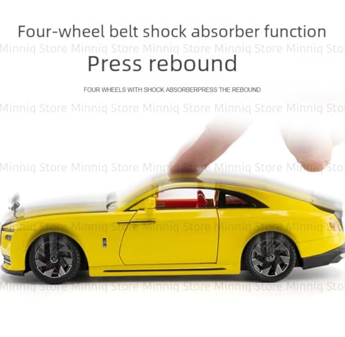 Image of 1:24 Rolls-Royce Spectre Diecast Metal Pull Back Car with 6 Openable Doors with Sound and Light Toy Decoration car Best Gift Toys for Kids (1.24 Rolls Royce Spectre - Yellow)