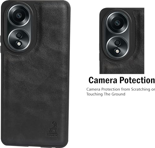 Image of AIBEX Shield Back Cover Case Compatible with Oppo A58 4G Back Cover | Flexible Vegan Leather | Full Camera Protection | Raised Edges | Super Soft-Touch | Bumper Case