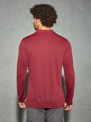 Image of TECHNOSPORT Men's Solid Full Sleeve Polo T-Shirt TECHNOCOOL+ Quick Dry Slim Fit Sports Tee for Travel Casual Smart Wear UPF50+ Anti Odour