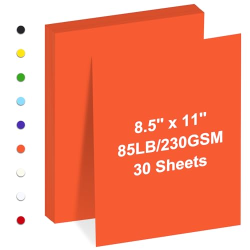 Cardstock 8.5" x 11 ",Cardstock Paper 85 lb/230 gsm,Orange Card Stock for Printer,Drawing,Gift tags,Invitations, Cards etc (Orange, 30 Sheets)