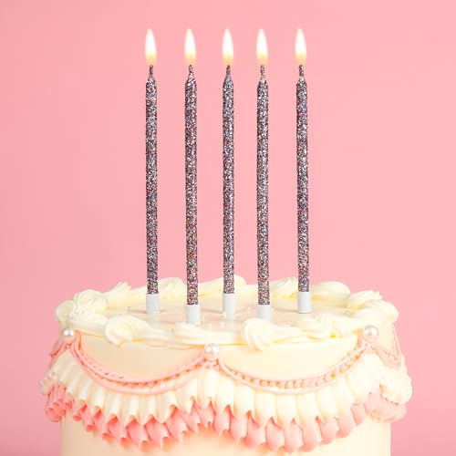 Image of PHD CAKE Starry Sky Glitter Long Thin Metallic Birthday Candles, Cake Candles, Birthday Parties, Wedding Decorations, Party Candles