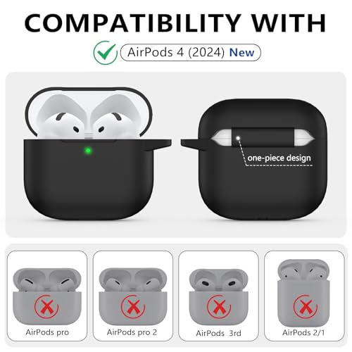 Image of Ljusmicker for AirPods 4 Case 2024 with Cleaner Kit,Black