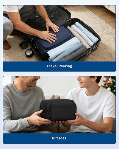 Image of Hynes Eagle Toiletry Bag for Men,Large Travel Shaving Dopp Kit,Navy Blue