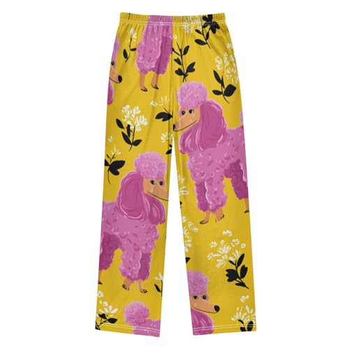 ZZXXB Poodle Spring Flower Boys Long Pants Soft Trousers Elastic Waist Kids Lounge Bottoms with Pockets S-XL2