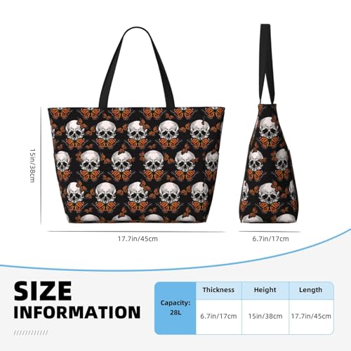 Butterfly Skull Print Beach Pool Bags Tote For Women Ladies Large Gym Tote Carry On Bag For Weekender Travel Waterproof4