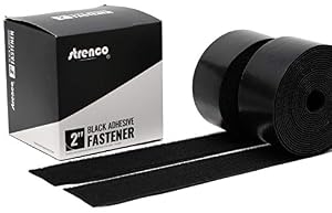Image of Strenco 2 Inch Adhesive Black Hook and Loop Tape - 5 Yards - Heavy Duty Strips - Sticky Back Fastener