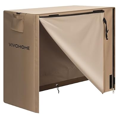 VIVOHOME 4ft Firewood Log Rack Cover, Heavy Duty 600D Oxford, Double Layer Outdoor Weather Resistant Fire Wood Storage Holder Cover with Zipper and Hook Loop Tape, Brown