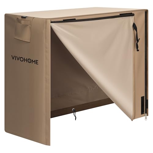 VIVOHOME 4ft Firewood Log Rack Cover, Heavy Duty 600D Oxford, Double Layer Outdoor Weather Resistant Fire Wood Storage Holder Cover with Zipper and Hook Loop Tape, Brown