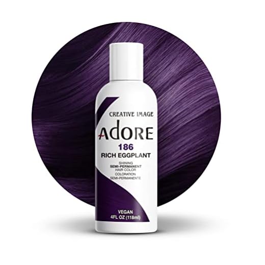 Adore Semi Permanent Hair Color - Vegan and Cruelty-Free Purple Hair Dye - 4 Fl Oz - 186 Rich Eggplant (Pack of 1)