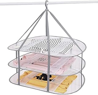 ANTIOCH 3-Tier Sweater Drying Rack Hanging Clothes Hanging Dryer Laundry Mesh Drying Rack, Foldable Clothing Dryer