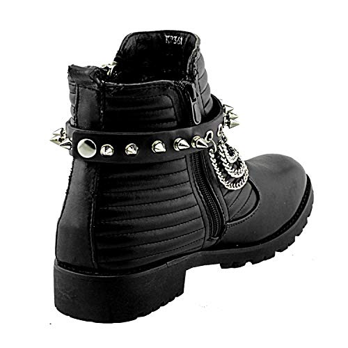 Men Biker Punk Boots Bracelets Metal Chain Vintage Pair Leather Strap spike2