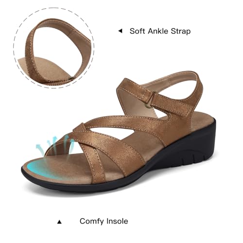 Image of SHIBEVER Wedge Sandals for Women Dressy: Comfortable Low Heel Sandals | Adjustable Casual Dress Shoes with Cushioned Insole and Non-Slip Sole, All-Day Walking