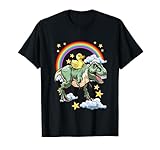 Lustige Tiere auf einem Dinosaurier mit Regenbogen