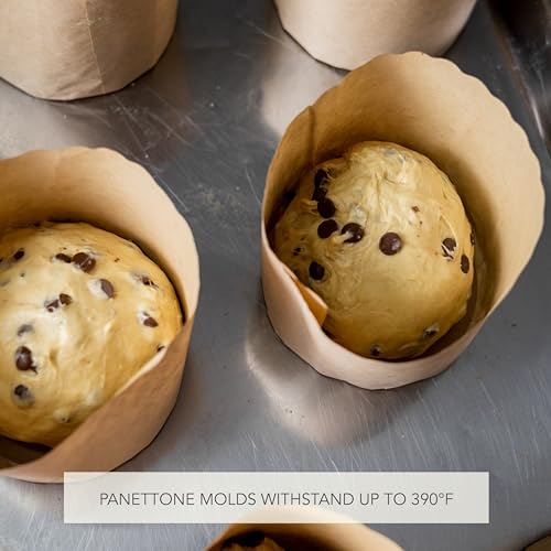 Premium Panettone Paper Mold Medium - 18 oz Disposable Panettone Pan for Cake and Bread - 5 in Panettone Mold 500 g - Forms for Baking Paska and Kulich for Christmas 3 pack