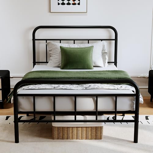 Easllre 14Inch Metal Bed Frame,Twin Size Bed Frame with Upholstered