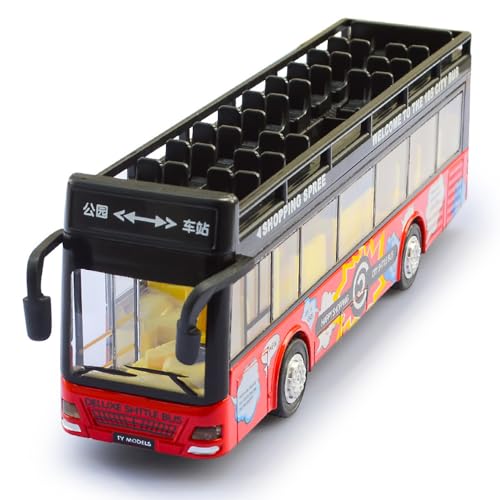 Image of Diecast Metal Long Double Decker Sight View Bus Light & Music Open Door Collection Model Long Bus Toys for Boy Kids
