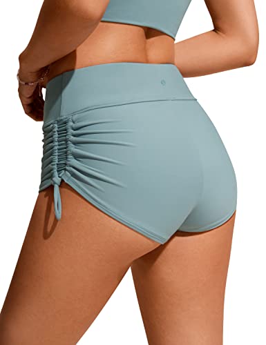 Image of CRZ YOGA Ruched Side Board Shorts 1.1'' | Full Lining, High Waisted, Tummy Control, Swim, Beach, Bathing Bottoms for Women