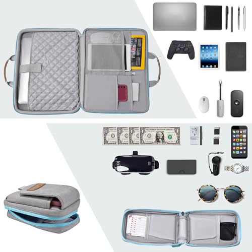 Image of ZINMARK Laptop Case 15.6 Inch Briefcase Military-Grade Protection with Detachable Belt Bag, Compatible All Model of 15-16 Inch MacBook Pro and Most Popular 15.6 Inch Notebooks Chromebooks (Gray&Blue)