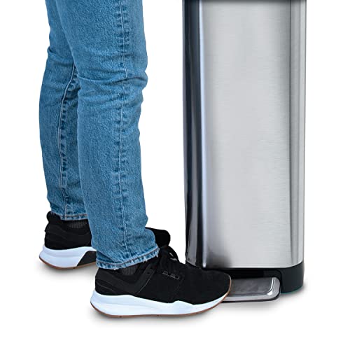 Glad Slim Trash Can with Clorox Odor Protection - Narrow Kitchen Garbage Bin with Soft Close Lid, Step On Foot Pedal and Waste Bag Roll Holder, Stainless Steel, 12 Gallon/45 Liter - image 8