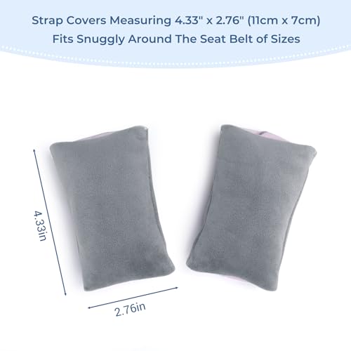 Image of COOLBEBE Car Seat Straps Shoulder Pads for Baby Kids, Super Soft Seat Belt Covers for All Car Seats /Pushchair /Stroller /High Chair(Grey /Pink)