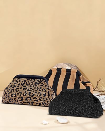 Image of Woven Clutch Purses for Woman,Summer Beach Purse for Vacation, Woven Striped Dumpling Bag,Crochet Evening Handbag